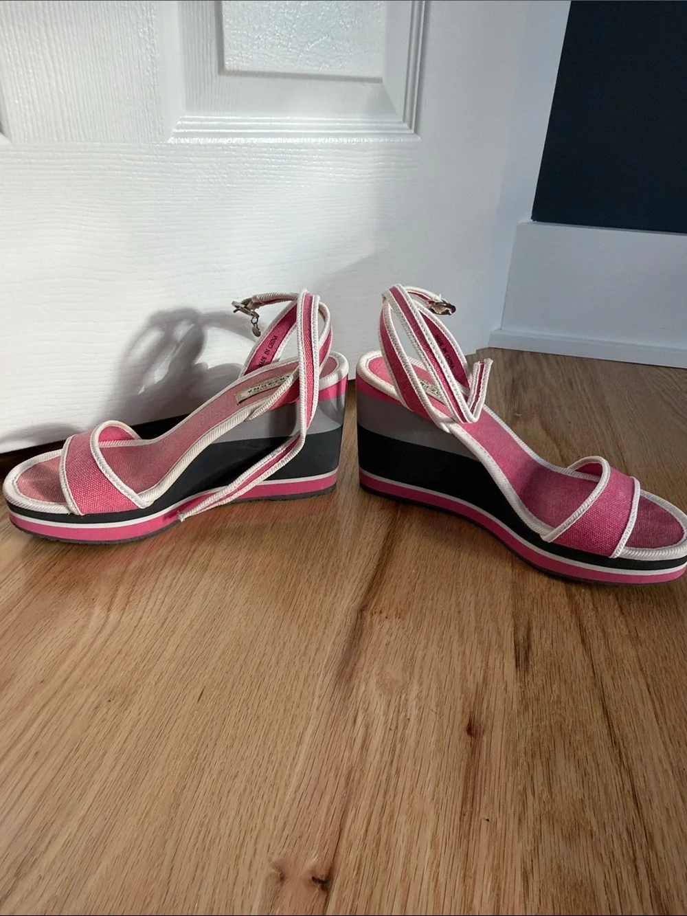 Arizona Jean Company Pink Platform Ankle-Strap Wedges